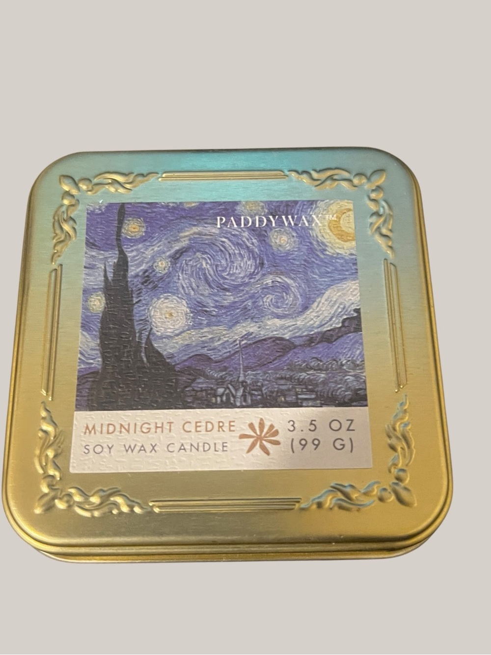 Paddywax Midnight Cedre Gold Soy Wax Candle Tin